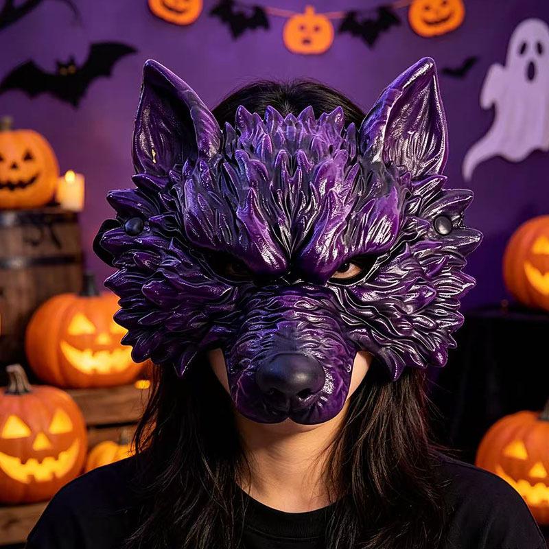 Realistic Werewolf Half Face Mask Gothic Horror Texture Adult Halloween Masquerade Carnival Cosplay Party Dress‑Up Prop