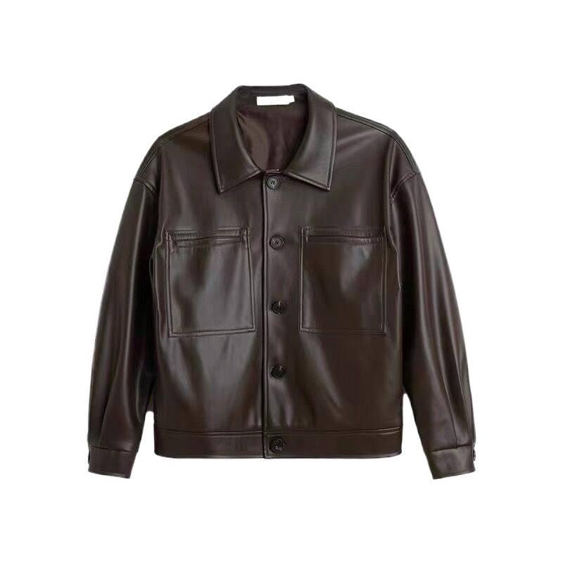 Men's Retro PU Leather Motorcycle Jacket - Korean Style Lapel, Casual Loose Fit for Spring and Autumn