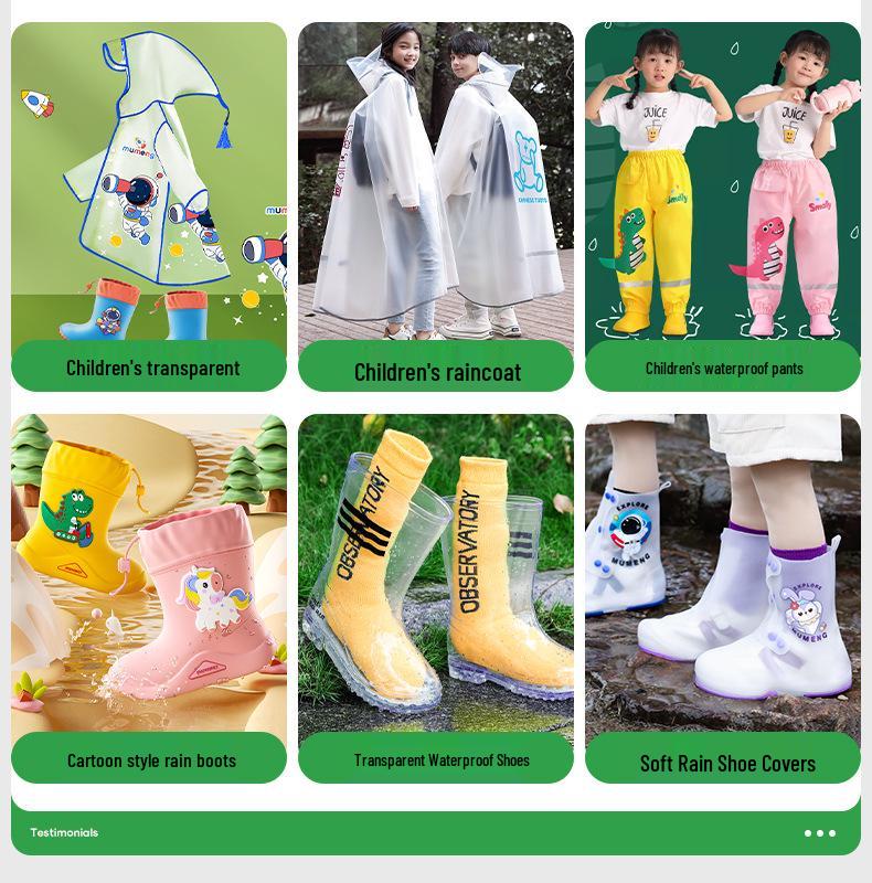 Mu Meng Little Yellow Duck Kids Raincoat and Waterproof Rain Boots with Umbrella Hat Set - INS Style for Babies and Toddlers.