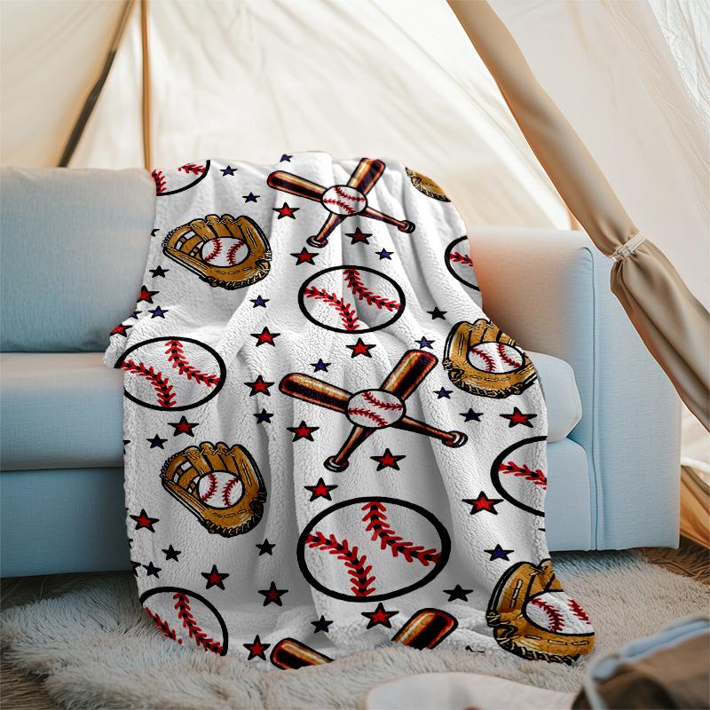 Baseball Theme Printed Blanket - Perfect for Couch, Bed, Travel & Outdoor Use | Machine Washable, Cozy & Durable.