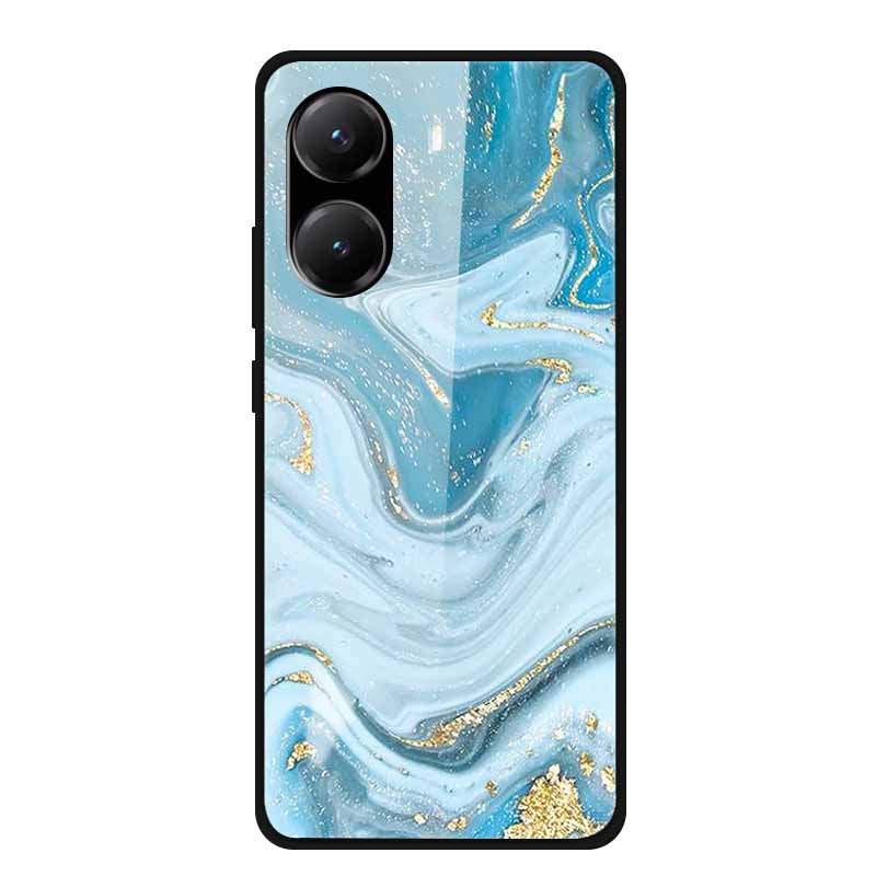 Tempered Glass Case For Poco X7 Pro Back Cover PC Hard Shockproof Cases for Xiaomi PocoX7 Pro Funda Marble Texture Fashion Coque