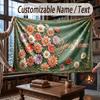 Floral Garden Theme Throw Blanket Custom Name Text Personalized Blanket Soft Cozy Blanket for Home Sofa Bed