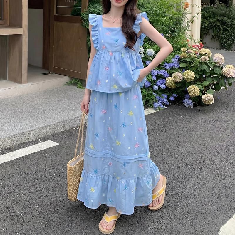 ZANZEA Women Sleeveless Tank Tops and Long Skirts Casual Two Piece Suit Sets