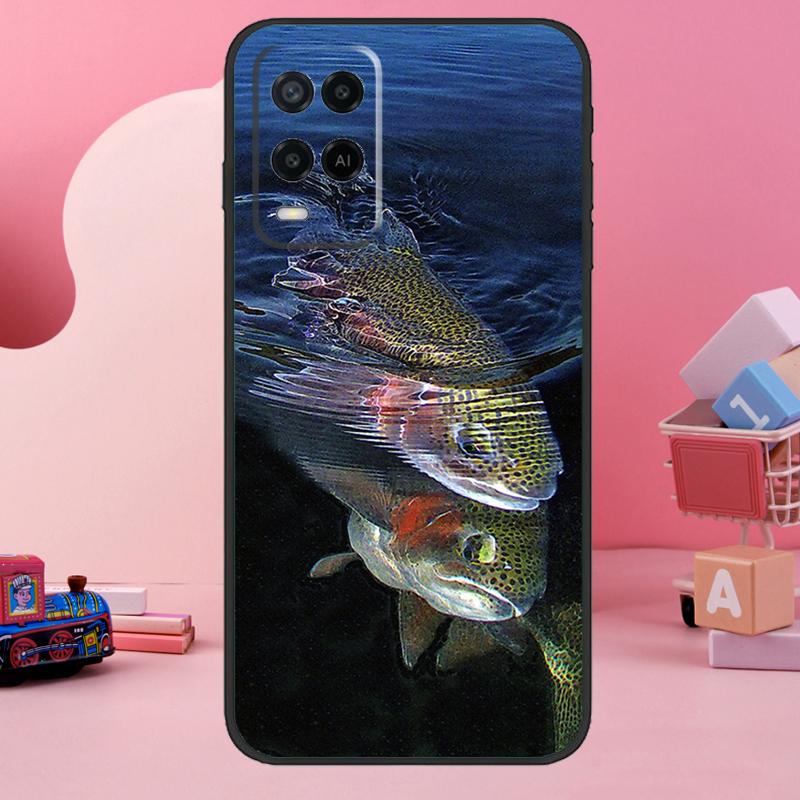 Vintage Trout Fishing Case For Oppo A18 A38 A58 A78 A98 A74 A54 A94 A80 A60 A40 A96 A76 A16 A15 A17 A57 A77 A5 Pro