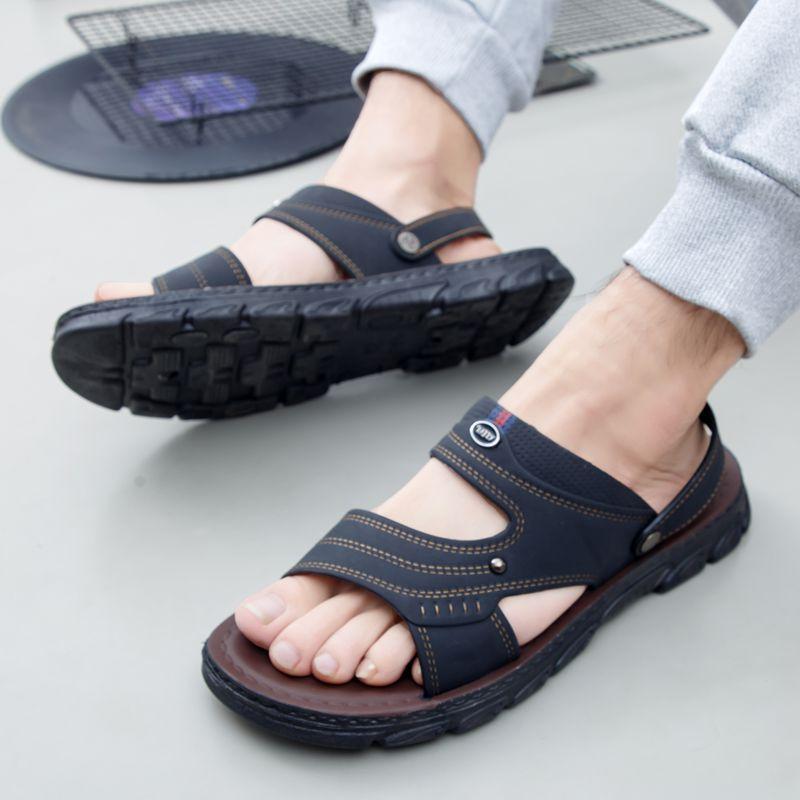Sandals Men's Summer New Open-toed Youth Beach Shoes Dual-purpose Beach Cool Slippers Non-slip Men's Sandals