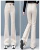 Women's High-Waisted Micro-Flare Jeans - Autumn/Winter, Slim-Fit, Stretchy, Plus Velvet, Casual Flare Pants