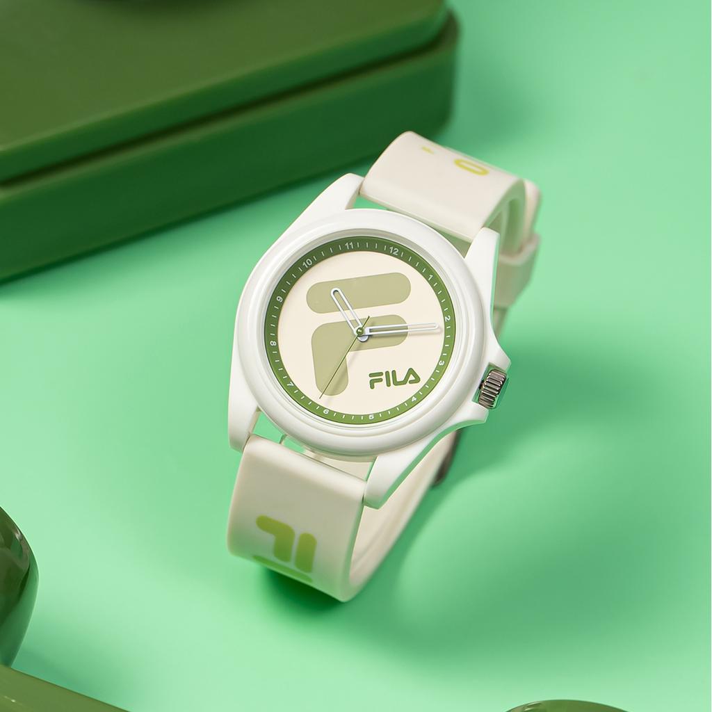 FILA Dream Castle Series Monet Green Watch Quartz Movement Silicone Strap Beige Dial Unisex Sports Jelly Watch Unisex watches 46FLM38-6568-003F