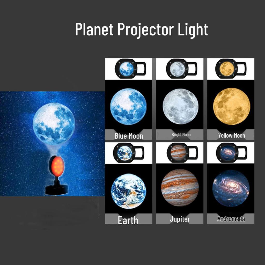 Rechargeable Earth & Moon Star Projector Night Light for Bedroom Atmosphere 
