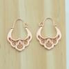 Women 585 Rose Gold Floral Pattern Drop Earrings 3cm Long