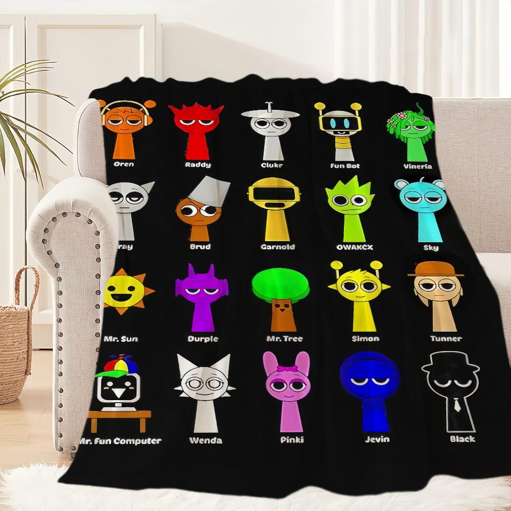 

Sprunki Incredibox Game Blanket Plush Nap Sofa rug for Living Room Warm Office Bedroom Birthday Home Travel Kid Gifts 100x150cm