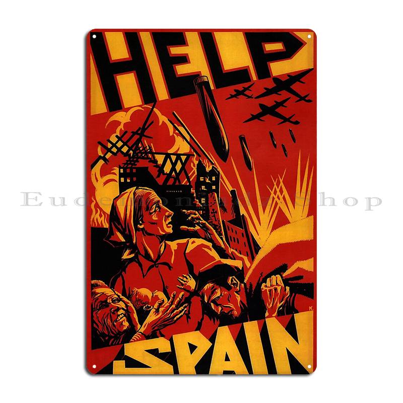 Spanish Civil War Propaganda Metal Plaque Poster Design Rusty Designing Kitchen Wall Decor Tin Sign Poster