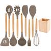 Silicone Wooden Handle Kitchenware Non-stick Cookware Kitchenware Set  Spoon Spatula Cooking Spatula Spoon Tool Utensils