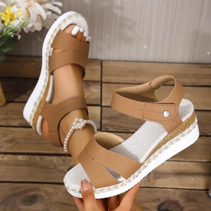 Women Wedge Heel Sandals Summer New Fashion Lightweight Non Slip Beach Shoes Ladies Buckle Strap Platform Sandalias Plus Size43
