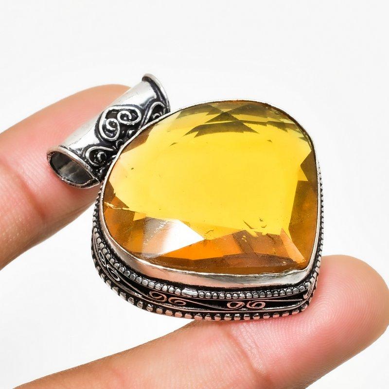 

Ювелирный кулон ручной работы с цитрином и серебром 925 пробы 1,51 дюйма