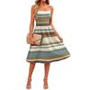 Ärmelloses Damenkleid mit verstellbarem Träger, lässiges Midi-Kleid mit Taschen und Streifenmuster, Sommerkleid für den Alltag