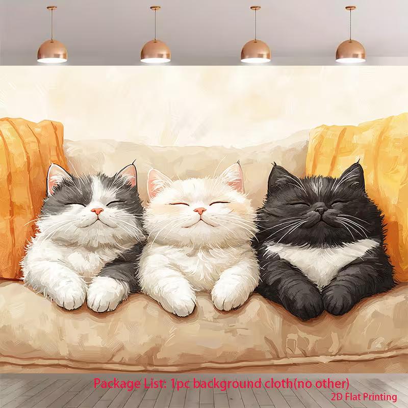 

2D Warm Tone Fluffy Cats Backdrop Cloth for Photo Shoot & Events 47.2x31.5inch/120*80cm