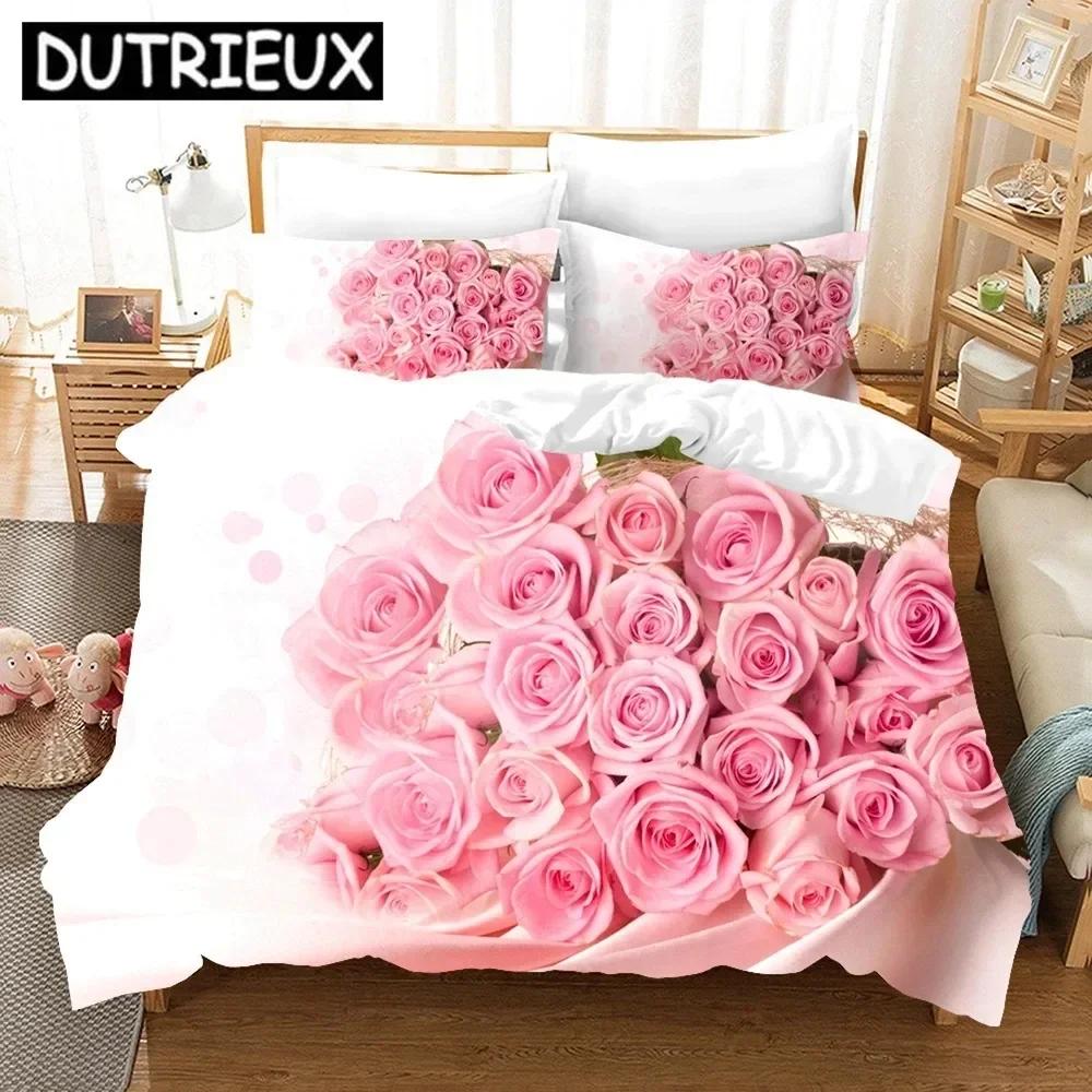 Comforter Flower Red Rose Romantic Gift Comfortable Duvet Bedding Set Children Bedroom Decoration Home Textile