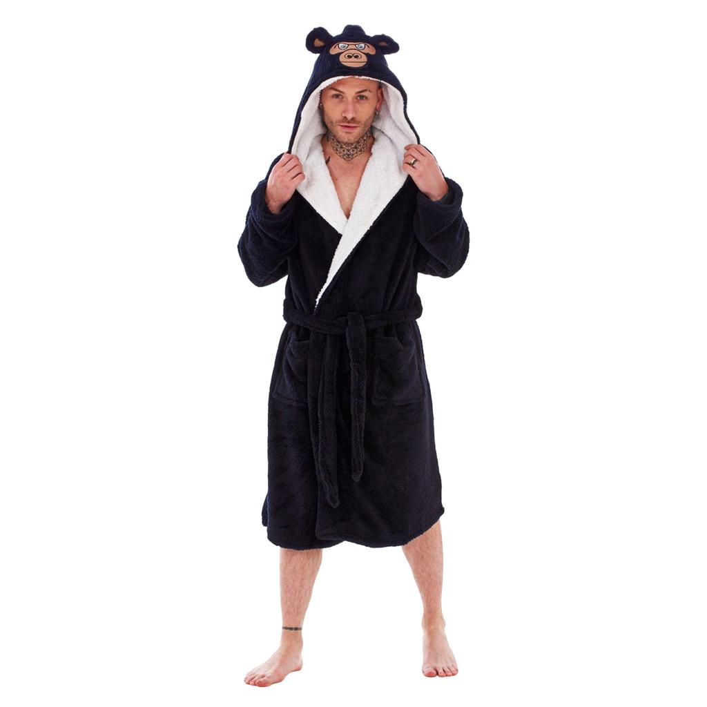 Keanu Mens Gorilla Head Fleece Dressing Gown