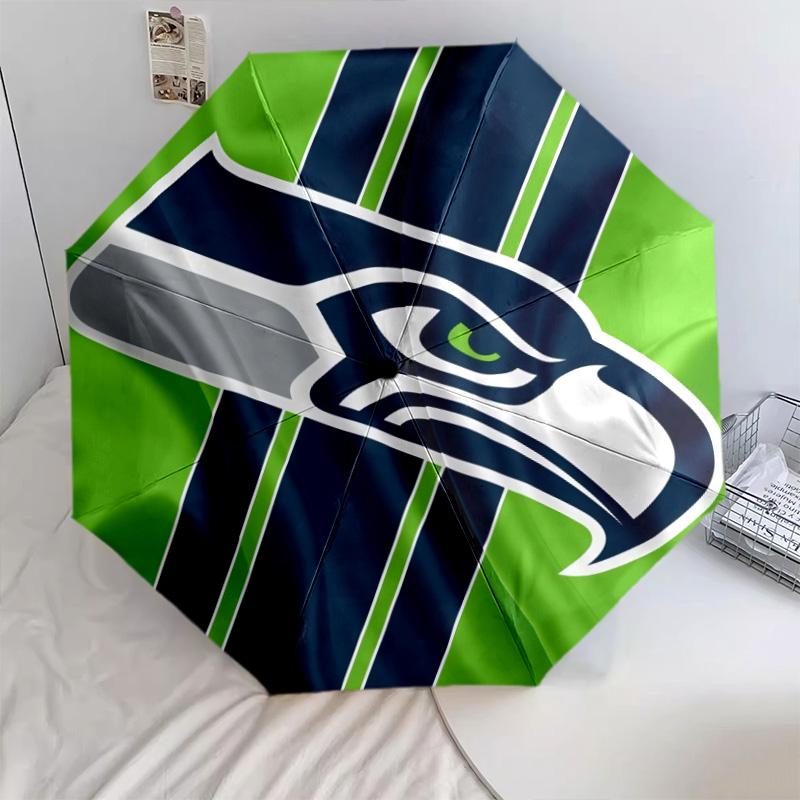 Seattle Seahawks pattern, automatic folding umbrella, portable and foldable design, 8 ribs, a Christmas or birthday gift.
