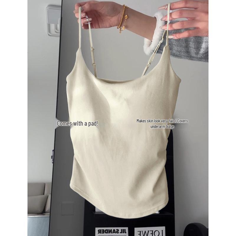 Women's White Camisole Vest: Thin, sleeveless top ideal for summer layering or as a standalone piece.