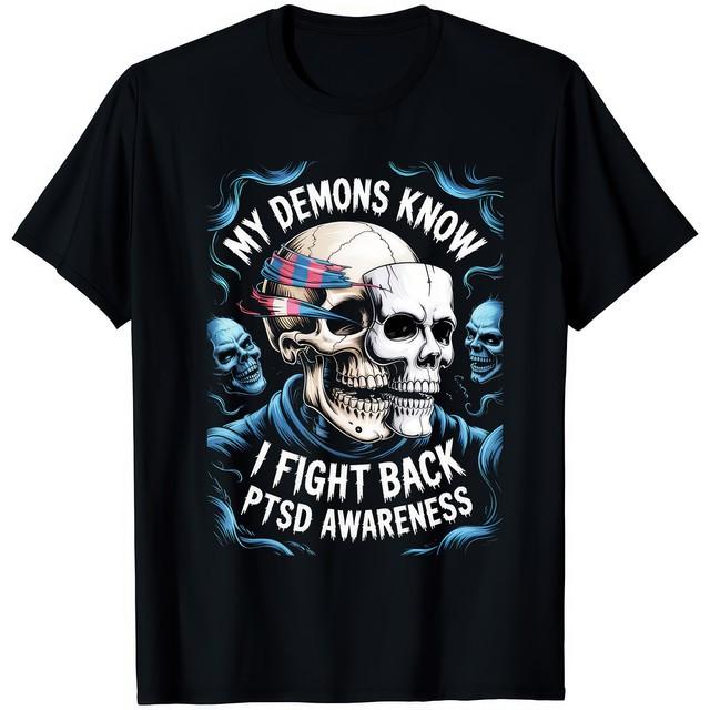 PTSD Awareness Support Mental Health Ribbon Veteran Survivor Graphic T Shirt S