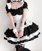 [Milky Time] Maid Costume Cosplay Dress, Puff Sleeves, Mini Length, Light Blue, Black and White (Includes Black and White Ribbon)