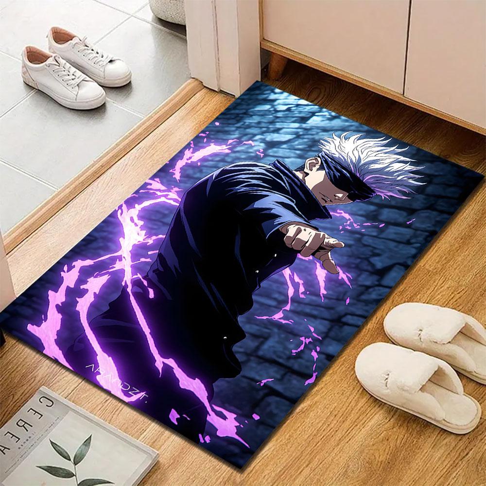 "Blindfolded Hero with Purple Aura" Patterned carpet, suitable as a non slip play mat for the living room and bedroom sofa