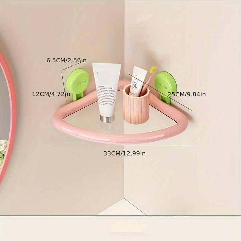 Sturdy Space-Saving Suction Cup Bathroom Shelf No Drilling Required, Multifunctional Storage Shelf for Shower and Toilet Walls Tiles, Corner Shelves