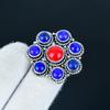 Natural Lapis Lazuli, Red Coral Gemstone Handmade 925 Sterling Silver Ring - Bohemian Jewelry Ring - Handmade Boho Jewelry for Women & Men, Gifts