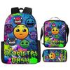 Cartoon Geometry Dash Kinder Schulrucksack mit Umhängetasche Federmäppchen Schultaschen für Jungen Mädchen Bestes Geschenk