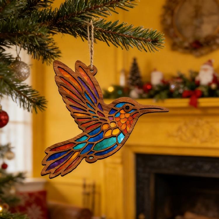 Acrylic Hummingbird Sun Catcher,Stained Glass Window Hangings Decors Window Decors Hanging Ornament Birthday Gift