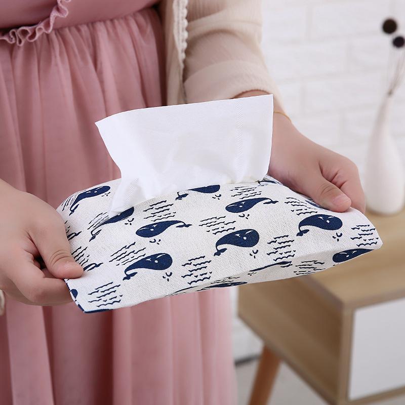Cotton and Linen Paper Towel Set Cloth Tissue Box Bag Dustproof Waterproof Portable for Car Home Office Interior Tissue Boxes