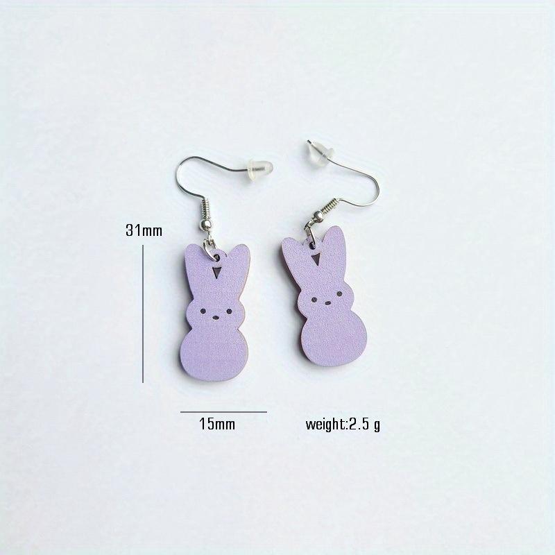 Easter Earrings Vintage Rabbit Flower Basket Forest Cute Girl Earrings Easter Decorative