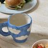 Green Tulip Mug Girls Heart Irregular Ceramic Breakfast Cup High-end Ceramic Embossed Korean Holding An Irregular Coffee Cup