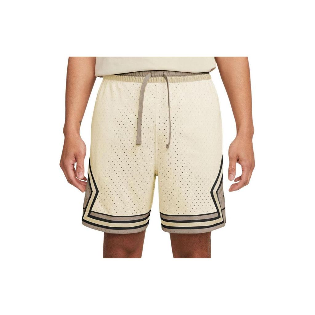 Jordan Gestreept Casual Korte Broek voor Mannen, Middelhoge Taille, met Trekkoord, Rechte Pijp, Beige DX1488-113