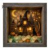 Handmade Halloween Room Decorations DIY Shadow Box Night Light Kit, 8.5 Inch Wooden Frame LED Craft Set with Fall Home Decor Projects Luminous Stones