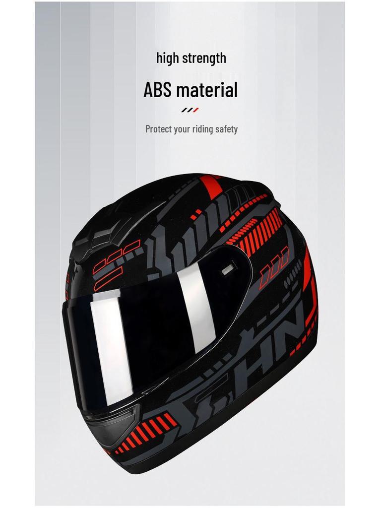 HNJ Unisex Full-Face Summer Motorcycle Helmet with Gray Riding Horns - Stylish and Safe for Racing