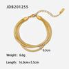 Three Layer Dainty Flat Snake Chain Wrist Jewelry 18K Gold Plated Stackable Stainless Steel Bone Chain Bracelets for Women