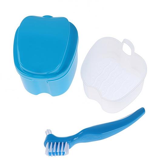 Zahnprothesen-Etui mit Zahnbürste Einweichbehälter für Zahnprothesen mit Siebeinsatz Unsichtbare Zahnspange Halter Mundschutz Dental Aligner Behälter Halter