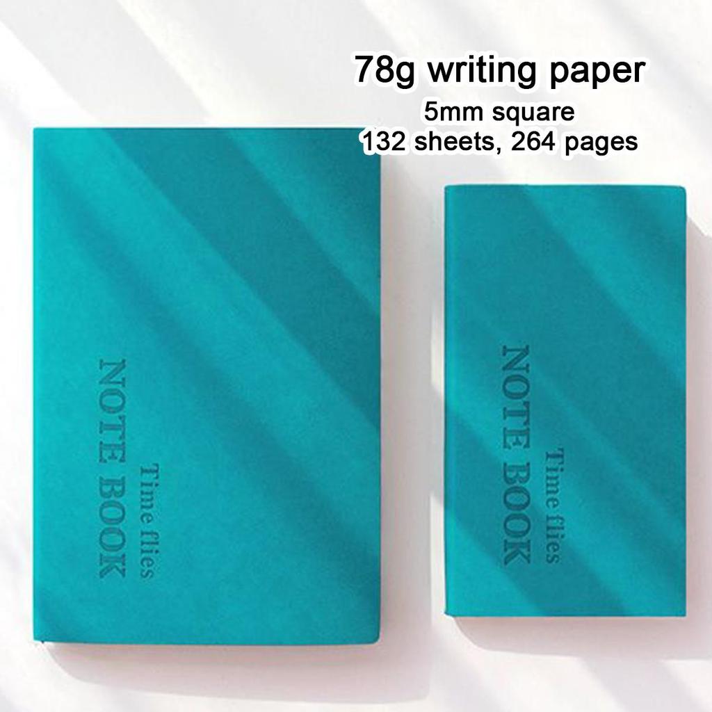 A5 Business-Notizbuch aus Leder, karierte Seiten, Studententagebuch, Reisetagebuch, Besprechungsprotokoll, individueller Notizblock, 132 Blatt, 264 Seiten