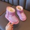 Kinder Warme Schuhe Herbst Winter Stiefel Jungen Mädchen Schneeschuhe Mode Glänzend Weich Rutschfest Mädchen Stiefel