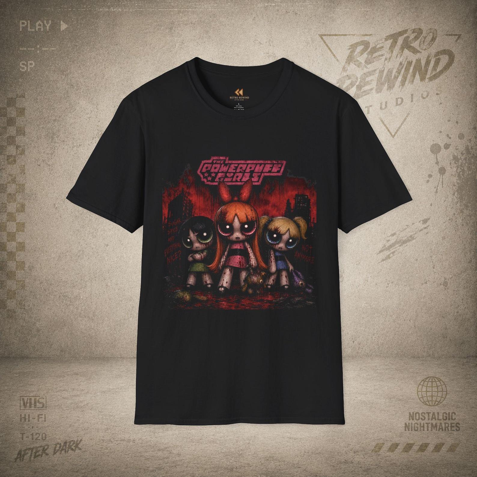 Powerpuff Girls Horror T-Shirt | Dark Cartoon Nostalgia Tee | RetroRewind After Dark L