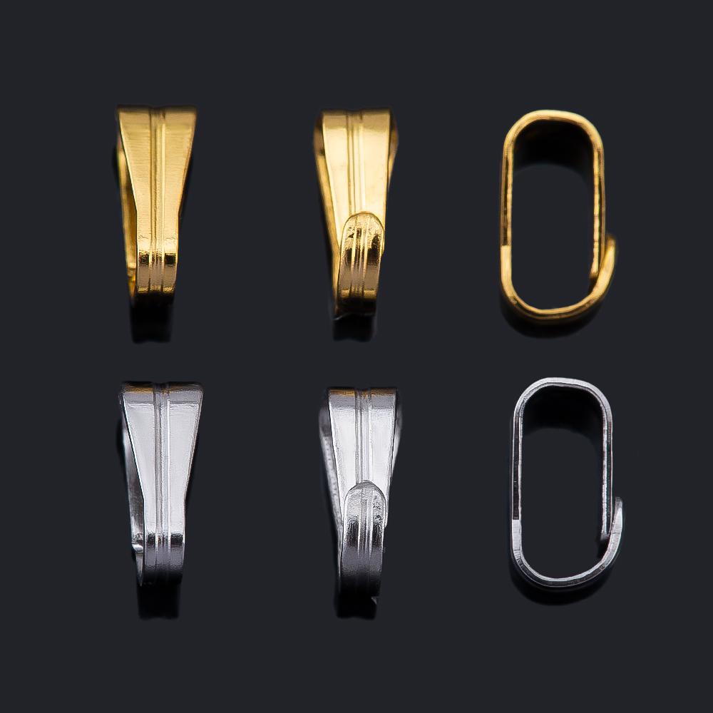 50pcs Stainless Steel Bail Clasp Connect Necklace Pendants Charms Connectors Buckle Clip Clasp for DIY Jewelry Making Supplies