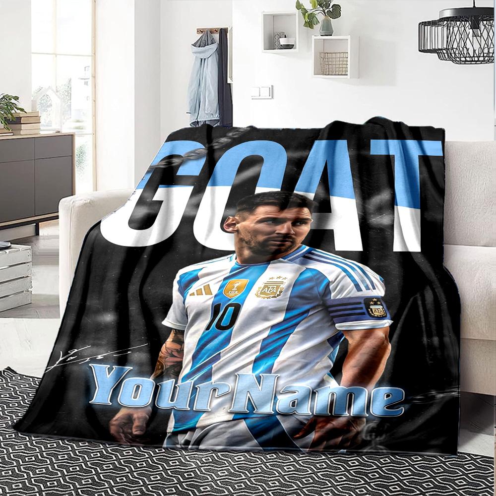 Messi Customize Your Name Blanket Cozy Customizable Blanket Ultra-Soft Great for Livingroom Chair Couch Picnics Ideal for All Seasons