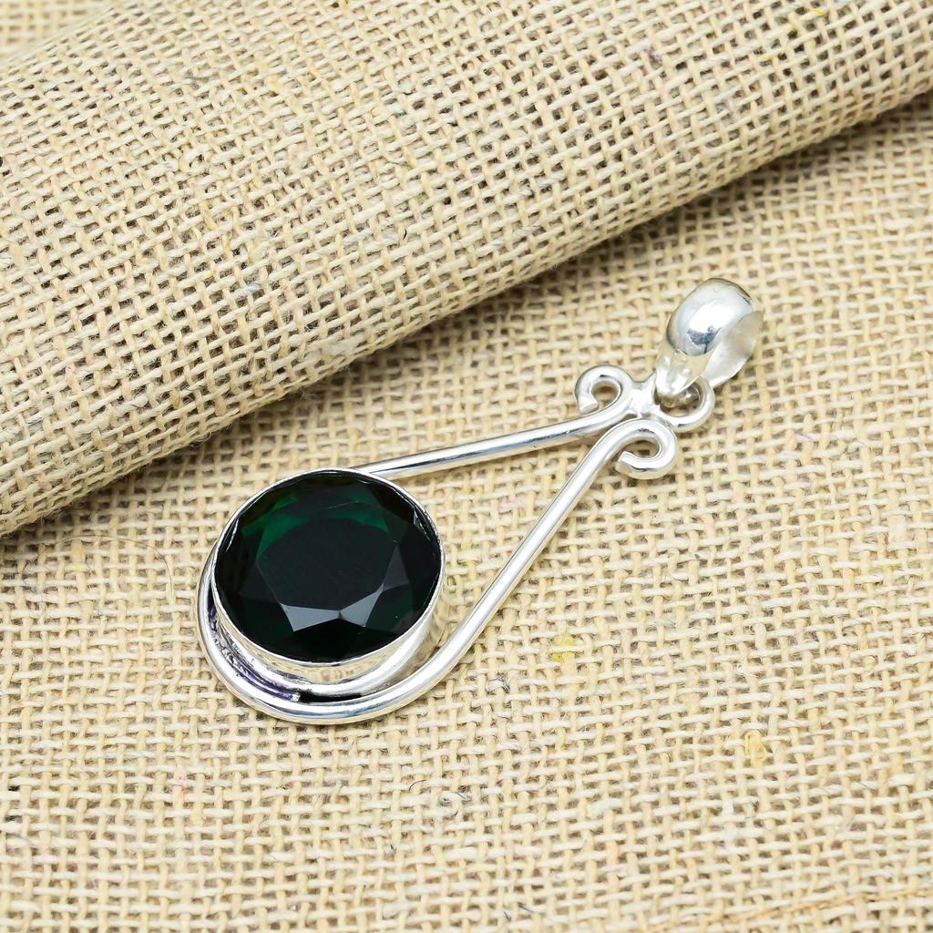 Chrome Diopside Gemstone 925 Solid Sterling Silver Handmade Jewelry Exquisite Pendant For Women