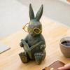 Reading Animal Figurine Retro Owl Rabbit Raccoon Reading Book Statue with Glow in The Dark Glasses for Bookshelf Desktop Home Decor