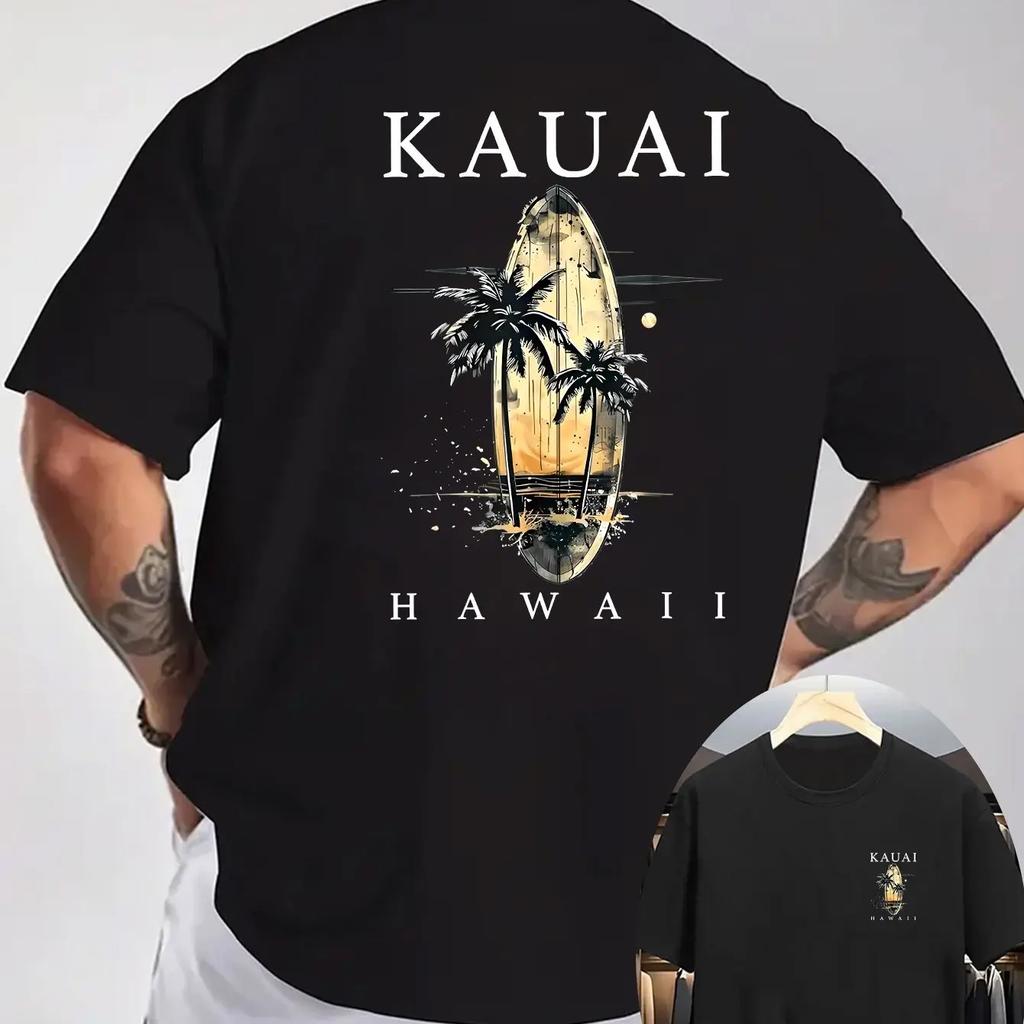 Vintage Kauai Hawaii Surf Print Unisex 100% Baumwolle T-Shirt Lässige Rundhals Kurzarm Oberteile Streetwear T-Shirts