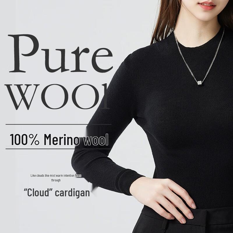 Fengxun Women's Slim-Fit 100% Merino Wool Turtleneck Sweater