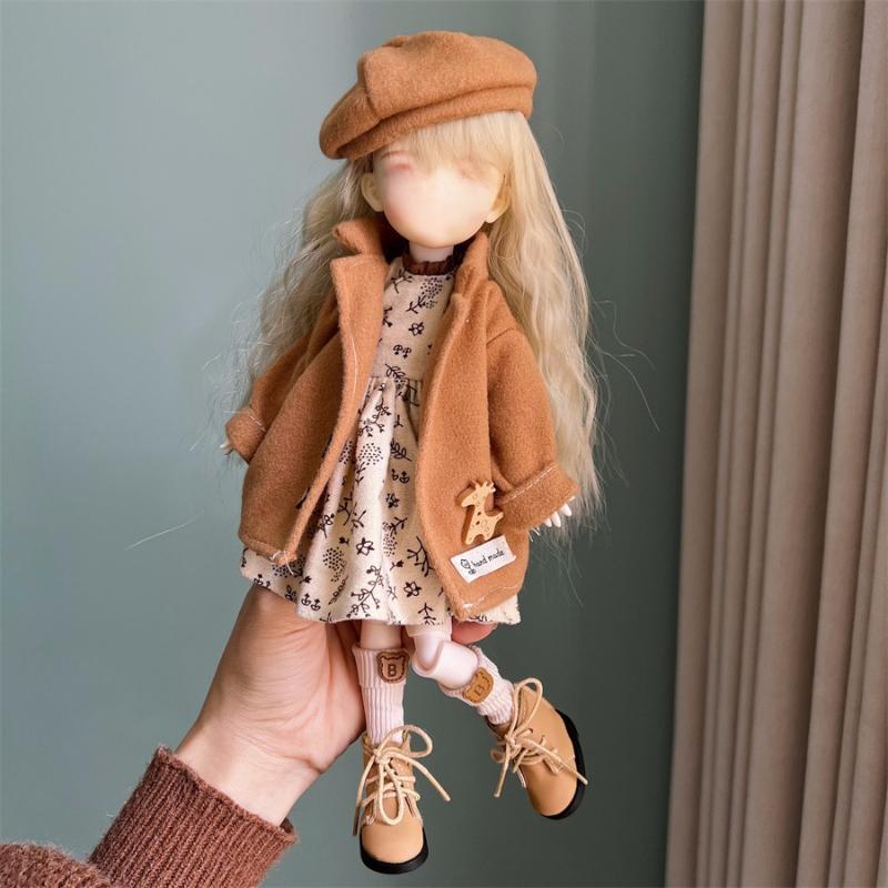 1 Set 1/6 Doll Outfit Kit 30Cm Doll Clothes Pretty Dress Hat Winter Coat Girl Toy Gift Doll Accessory No Shoes And Doll
