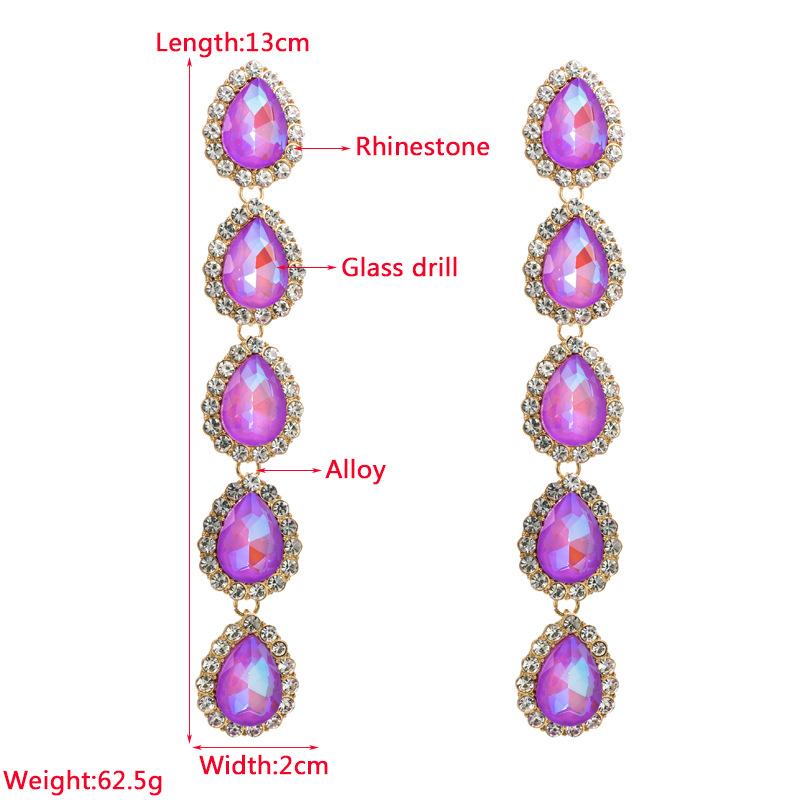 Women's Drop Earrings Alloy Inlaid Colored Rhinestones Long Premium Feel Temperament Earrings